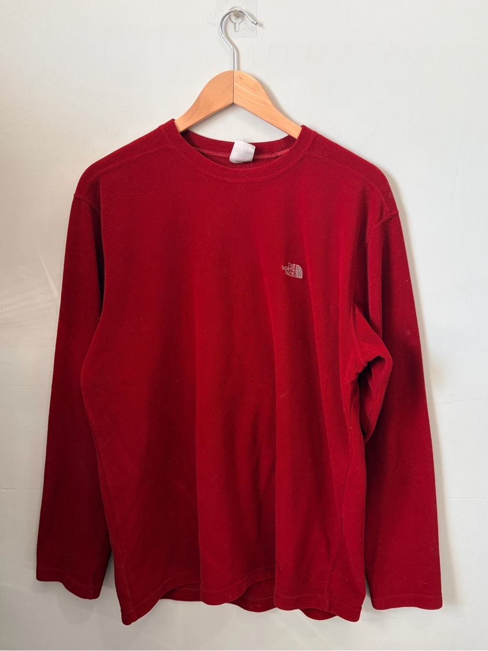 Vintage The North Face Red Fleece Crewneck Pullover Sweatshirt Mens Small